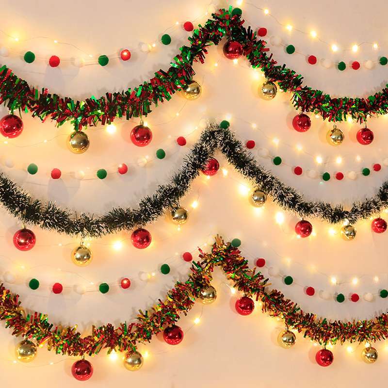 Christmas Tinsel Ribbons with Bow Christmas Banner Decoration Wall Hanging Pendants Home Decoration New Year Room Decor Navidad
