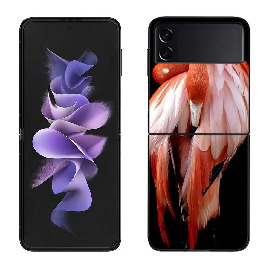 

Flamingo Portrait Phone Case For Samsung Z Flip 7 6 5G Galaxy Z Flip 5 4 3 Black Hard Cell Cover Luxury PC Shell Coque Samsung Z Flip 5 5G