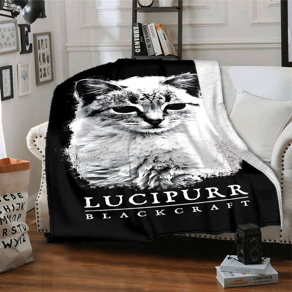 1pc Lucipurr Blackcraft Soft Warm Throw for Home, Office, Trave, All-Season Cozy Bedding Gift, Office Cozy Accessory 1036