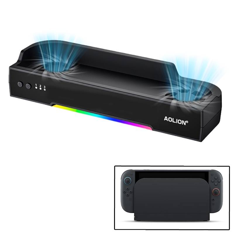 

Основа с охлаждающим вентилятором для Switch 2, радиатор для игровой консоли NGC, RGB настенное крепление, поддержка радиатора, USB-хаб, игровые аксессуары