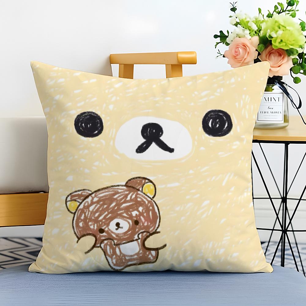 RRilakkuma Cushion Cover Washable Linen Pillowcase Soft  for Sofa Bed Cozy Home Room Decor