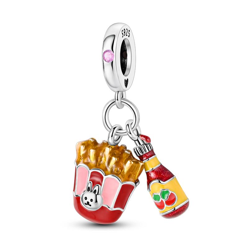 New Food Fruit Dessert Charms Fit Pendant Original Bracelets Copper Cake Strawberry Cherry Avocado Beads Diy Pendant Jewelry