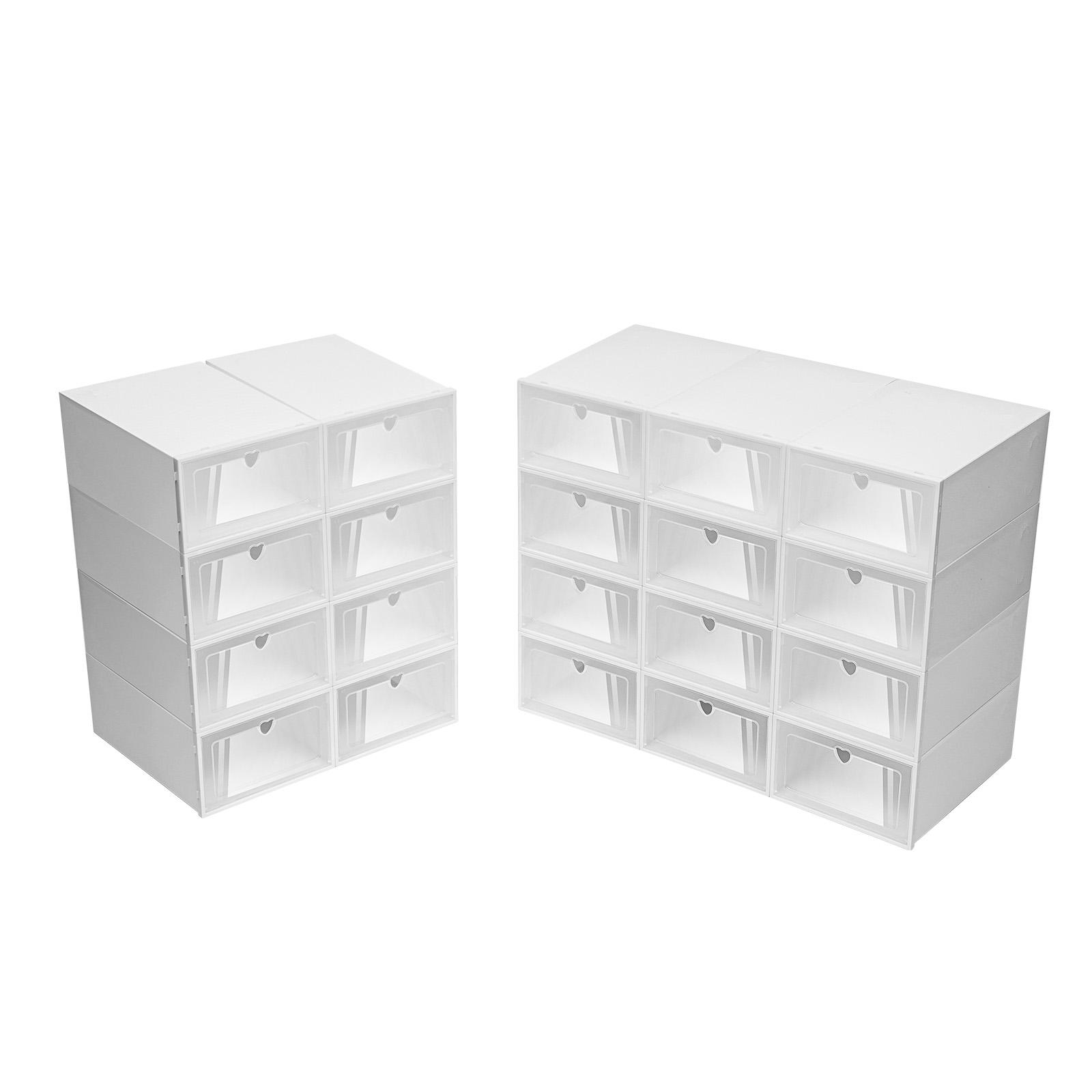 

20 PcsTransparent Stackable Shoe Boxes- Plastic Organizer Storage Bins with Lids for Closet, Under Bed білий