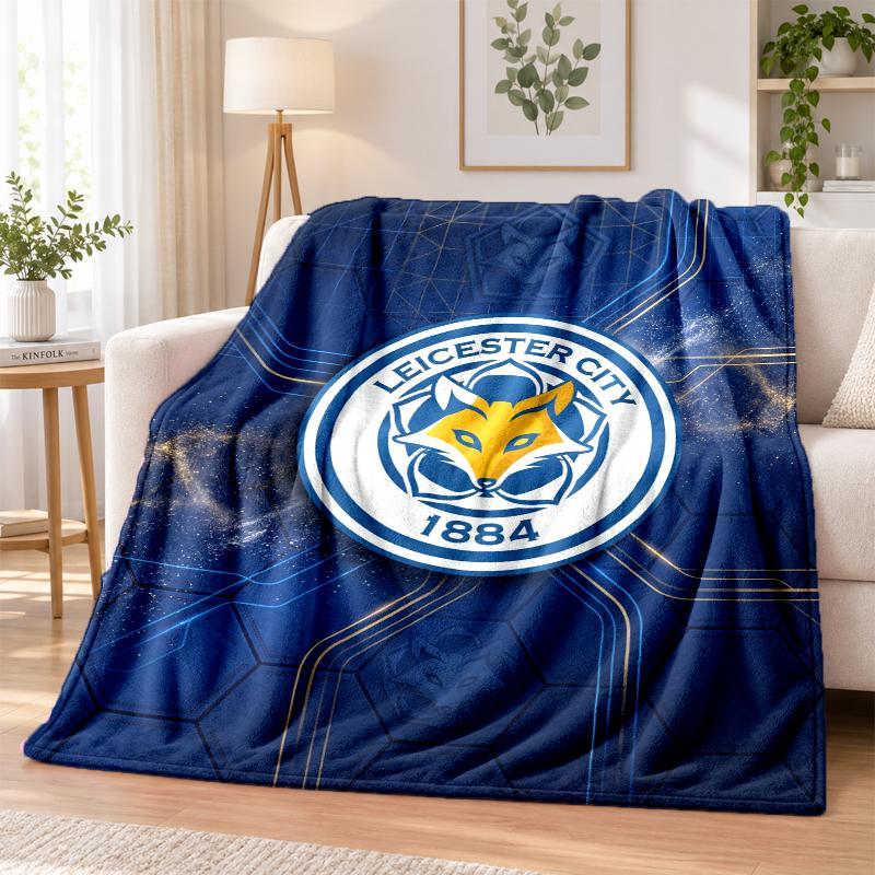 Leicester City Futbol Baskılı Flanel Battaniye Sıcak Konfor Yatak Örtüsü İç Mekan Ev Dekorasyonu İçin