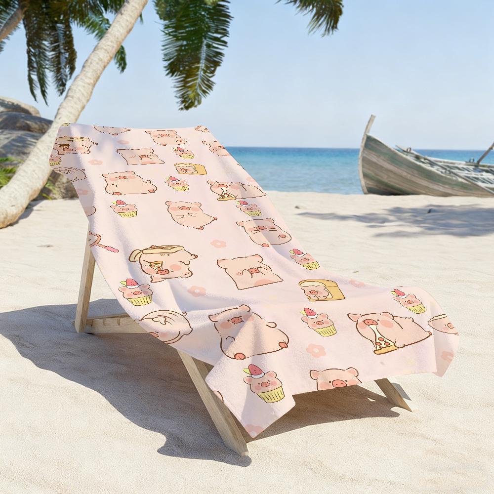 Süßes L-LuLu Das Schweinchen Cartoon Handtuch Weich Pool Geschenk Für Reise Fitnessstudio Dusche Camping Schnelltrocknend Sport Große Strandhandtücher
