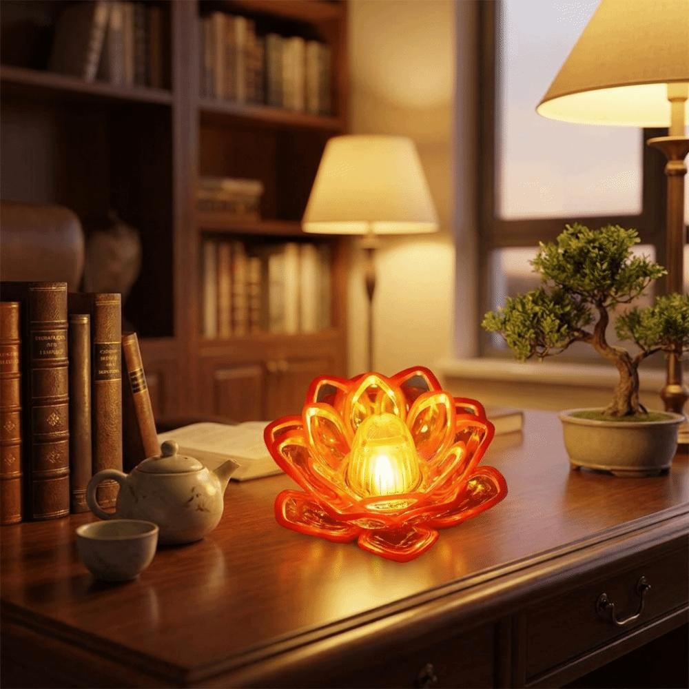 Lotus Outline Design Lotus Candle Lamp Soft LED Light Source Flameless Decor Light Altar Worship