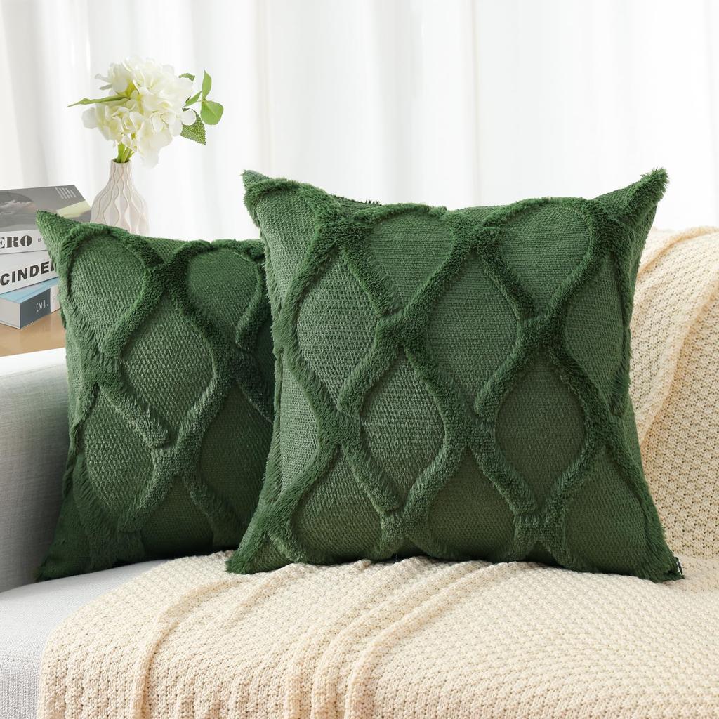 HAPIHAPPY Plush Throw Pillow Covers 12X20 Set of 1 Faux Fur Wool Bed Sofa Living Room Throw Pillow Covers Soft Home PillowCovers