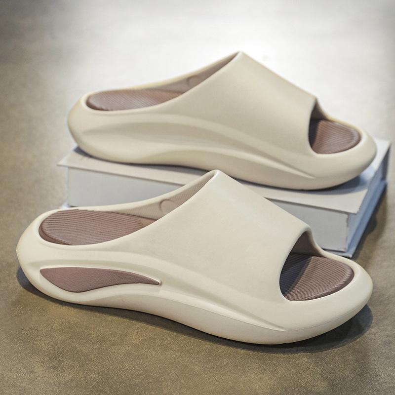 

Stepping on shit slippers men s summer non-slip indoor bathroom bathing sandals wearing platform sports one-word men s shoes 46 хакі