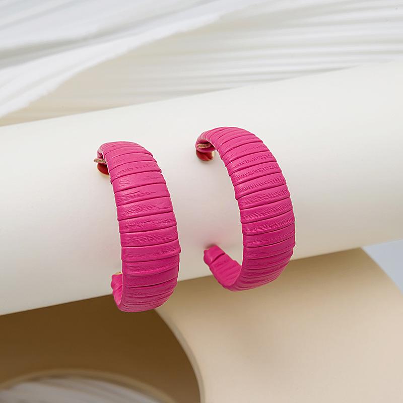 Серьги в форме буквы С Женские Кожаные Плетеные Круги Разноцветные Серьги Модный Дизайн с Чувством Индивидуальности