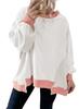 2026 Autumn/Winter Women's Fashion: Color Block Casual Loose Hoodie with Unique Design