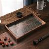 1PC Vintage Wood Glass Walnut Color Snack Storage Box Tea Tray Dry Fruit Snacks Household Tray Storage Box