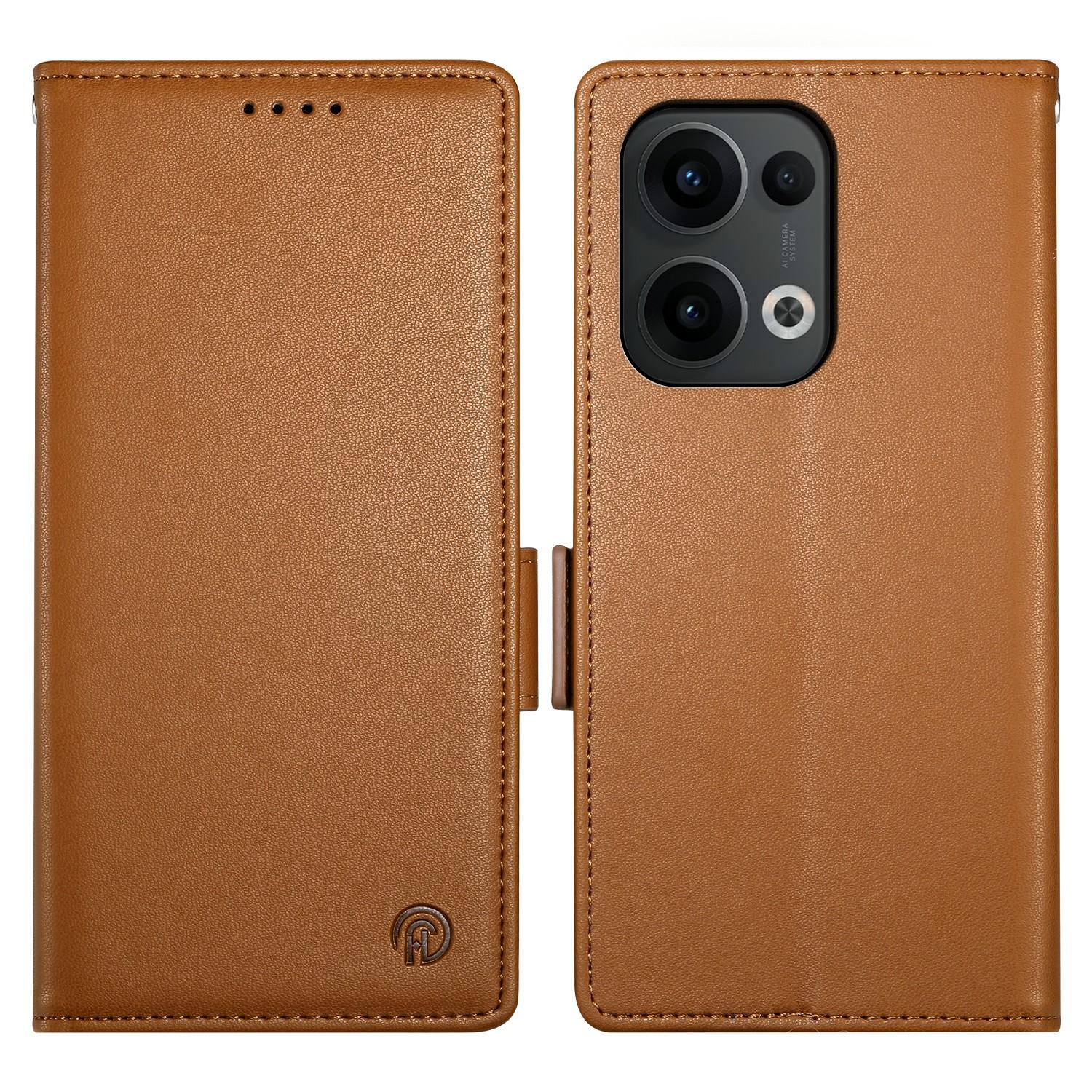 

DF-010 For Oppo Reno13 Pro 5G Stand Case PU Leather Wallet Phone Cover Brown