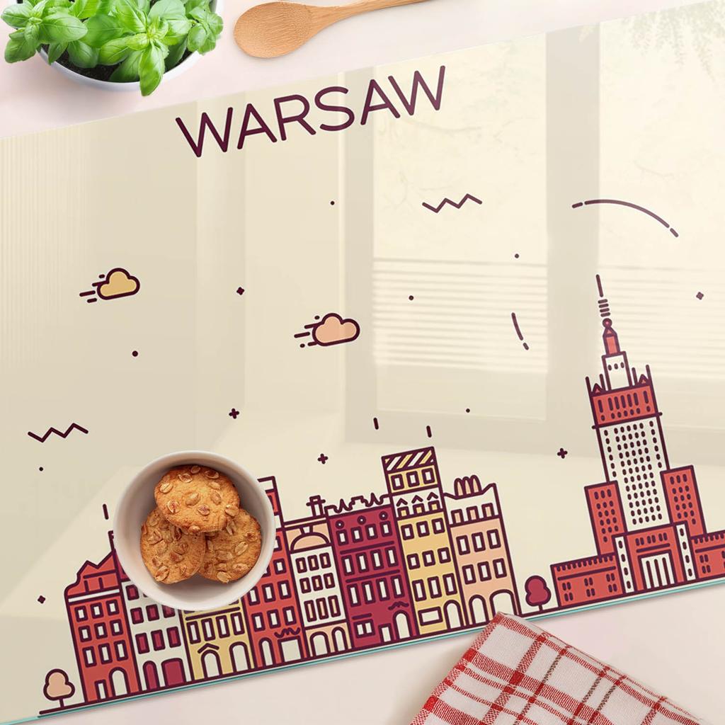 Decorative Glass Kitchen Cutting Board Warsaw Poland 80X52 Cm