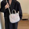 Winter New Soft Plush Portable Female Mini Handbags Fashion Versatile Pearl Small Square Women's Crossbody Bag Soft Texture Ladies Messenger Bags
