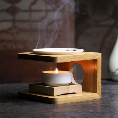 Räuchergefäß mit Bambusrahmen, Lampen für ätherische Öle, Kerzenhalter, Yoga-Räuchergefäß, Aromabrenner, Heim-Nachtlicht-Dekoration