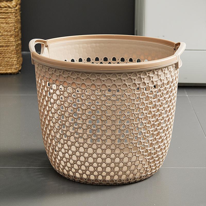 Japanese Style Waterproof Laundry & Storage Basket: Portable, Hollow Design for Clothes and Sundries.