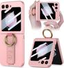 GKK Case for Samsung Galaxy Z Flip7 FE / Z Flip6, Ring Holder, with Strap, Pink