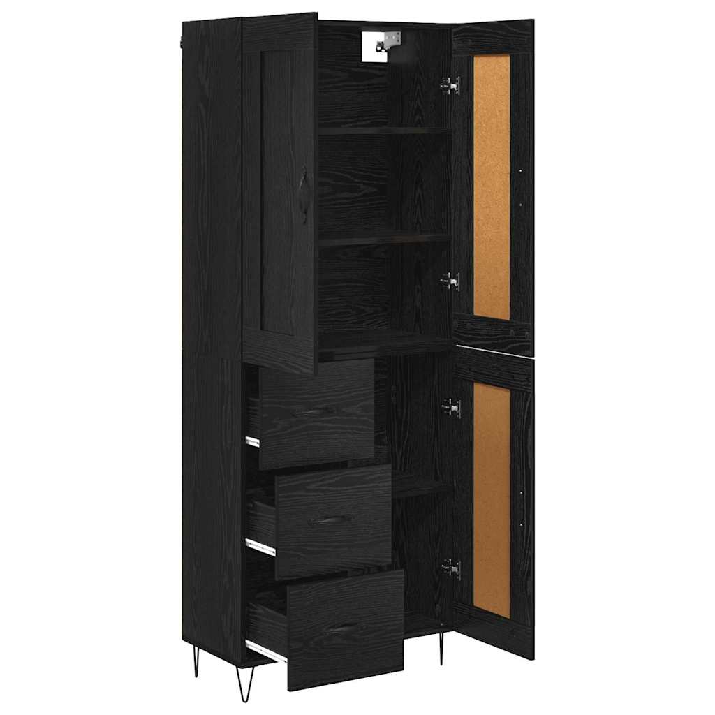 Highboard Black Oak Effect 69.5 x 34 x 180 cm Particleboard