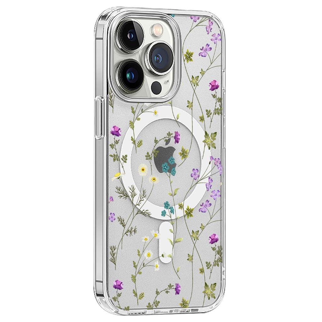 For iPhone 16 Pro Max Case Flower Series TPU+PC Phone Cover Compatible with MagSafe
