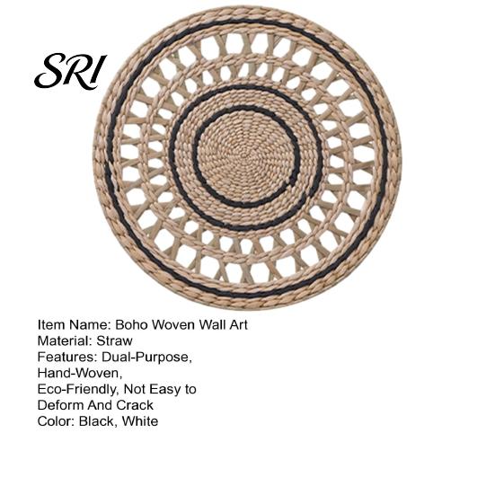 Accessori Sostenibili per la Tavola Arte da Parete Intrecciata in Stile Boho Set di Sottobicchieri e Sottopiatti Rotondi Fatti a Mano 30/35CM Portacasseruola Multiuso da Appendere per Decorazione Soggiorno