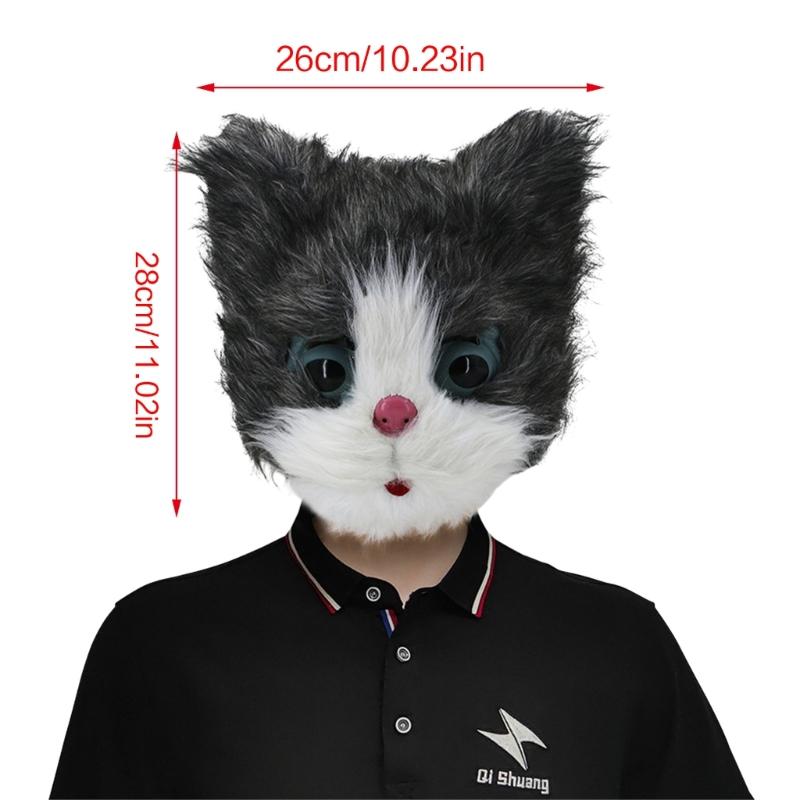 Halloween Latex Animal Cat Head Mask Fancy Dress  Plush Mask  Animal Mask