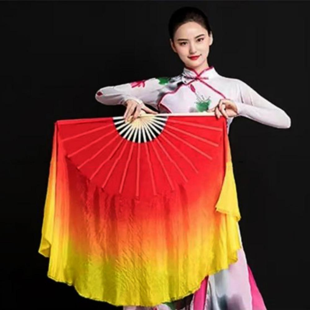 Colorful Kids Children Bamboo Fans Hand Dye Adults Fan  Veil Pairs Yangko Dance Tools