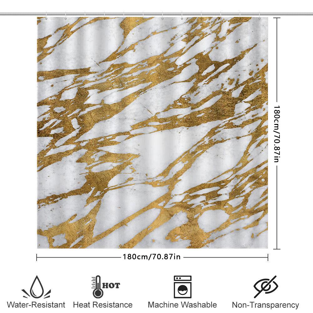 Modern Bathroom Shower Curtain Striped Waterproof Fabric With Hook Rings For Bathtub Decor (White Black)