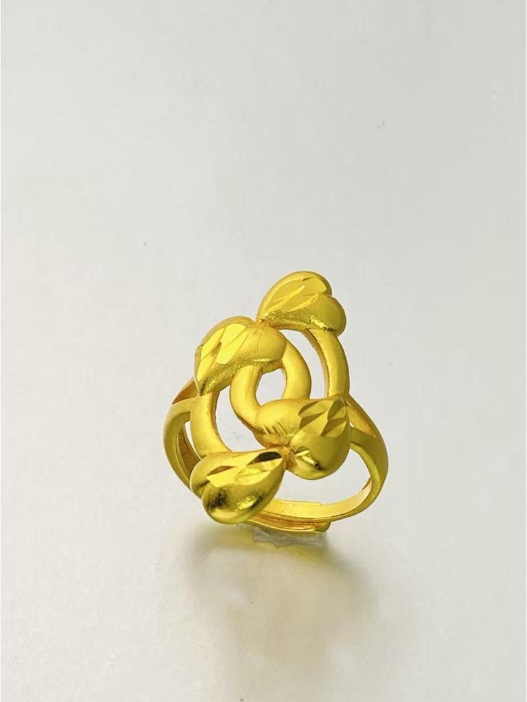 24K Gold Plated Adjustable Brass Ring - Personalized High-End Design