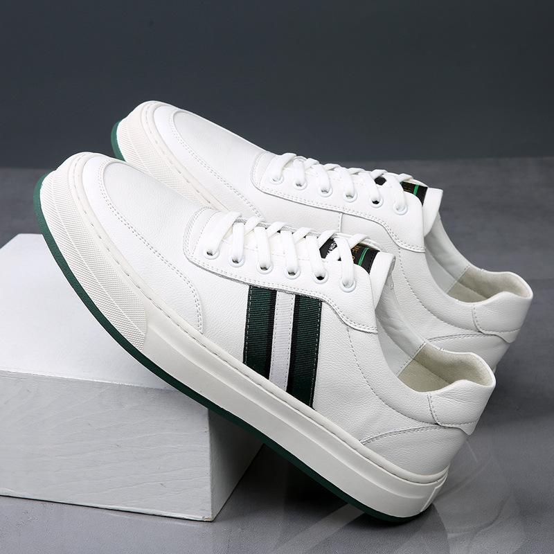Spring Men's Shoes Breathable Thin 2025 New Trendy Shoes Leather Versatile Casual Board Shoes Soft Cowhide White Shoes Men