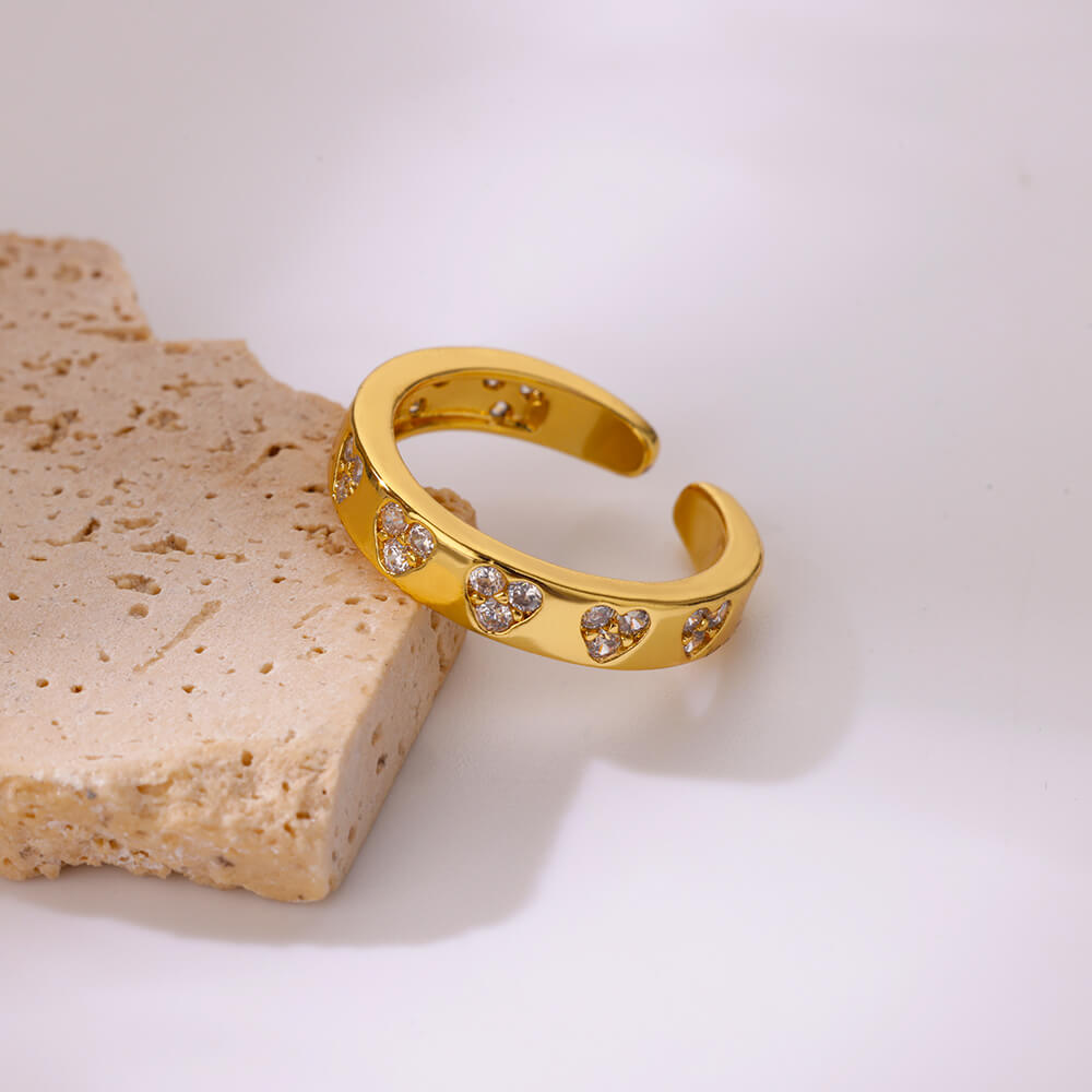 Zircon Heart Rings for Women Stainless Steel Gold Color Ring Couple Finger Ring Band New Aesthetic Zircon free shippping items