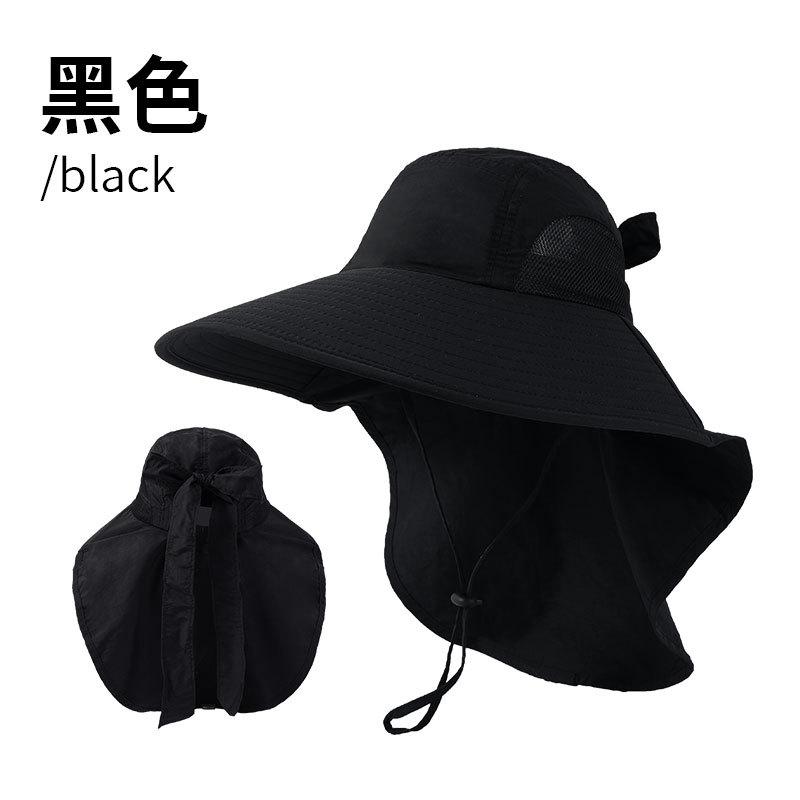 Big-brimmed bucket hat women's dew ponytail sun protection hat summer sun hat outdoor sun hat UV protection mountaineering hat