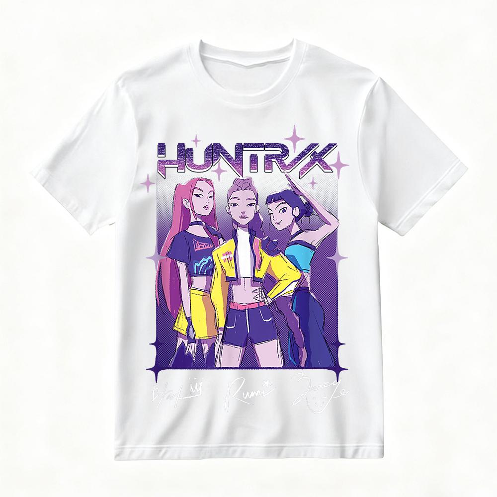 Women's KPop Demon Hunters Printed T-Shirt Summer Trendy Street & Various Occasions, Featuring HUNTRIX Group Characters Y2k Top