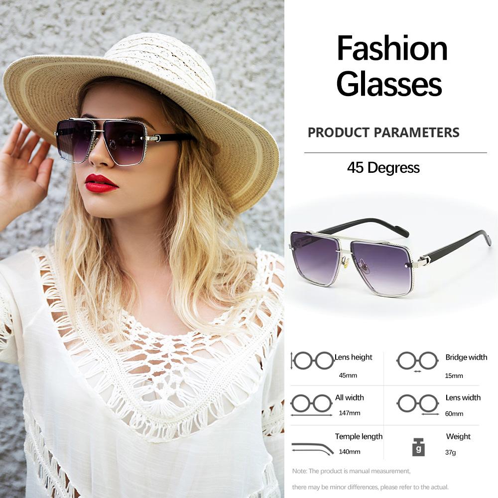 New In Sunglasses For Women Modern Fashionable Square Eyeglass Frame Metal Decoration Simple Lines Accessories Women Glasse