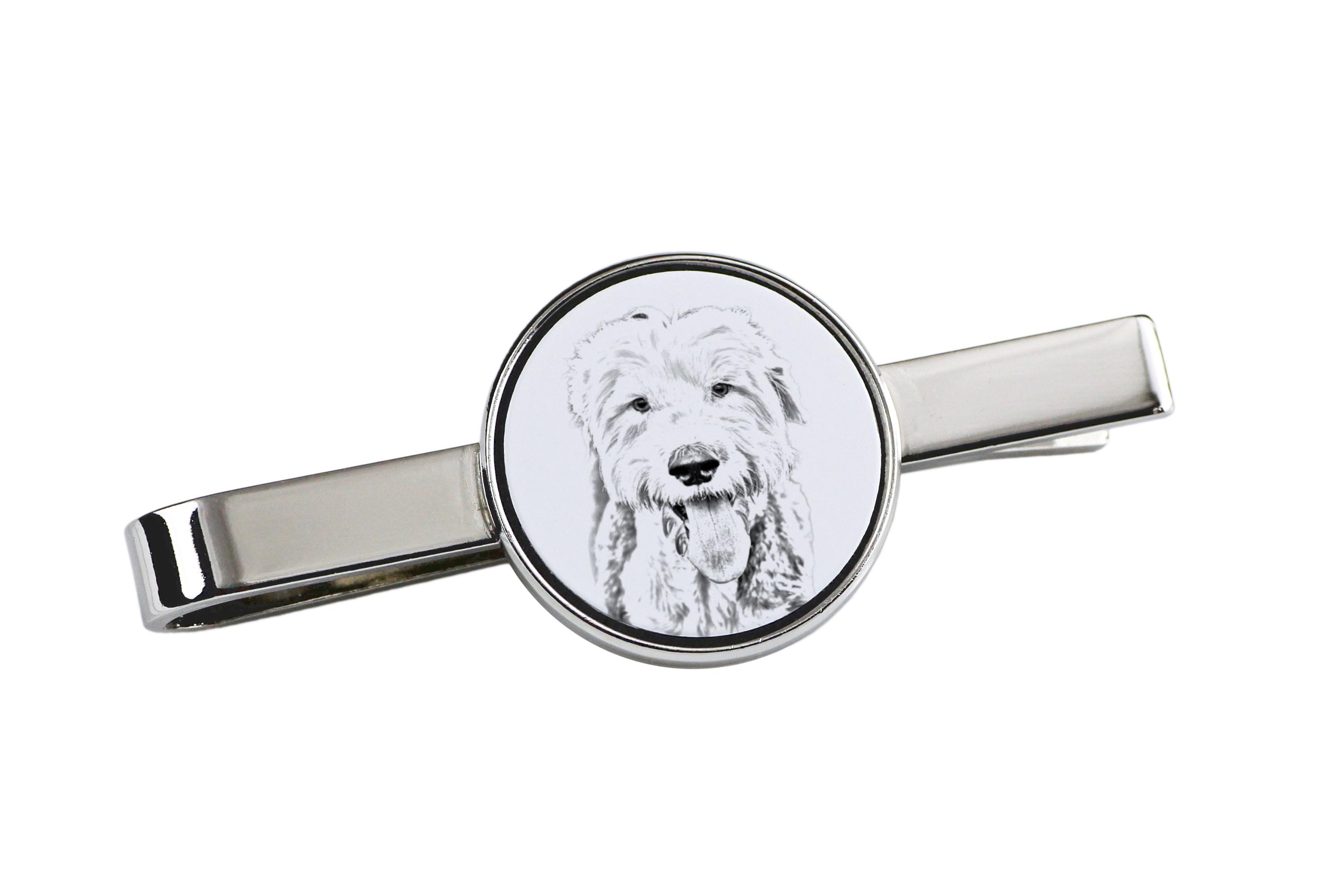 

Old English Sheepdog - tie clip with a dog, personalized tie clip, a unique gift for a man from the Art-Dog brand срібний