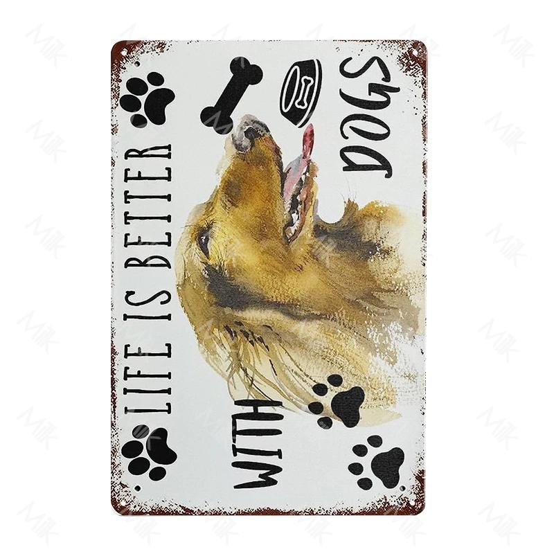 English Setter Dog Plate Vintage Wall Stickers Metal Poster for Sweet Home Coffee Pet Shop Beach Garden Halloween Decoration