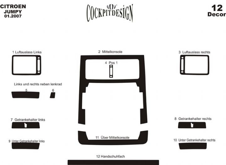 

Накладки на панель Дерево для Citroen Jumpy 2007-2017 гг