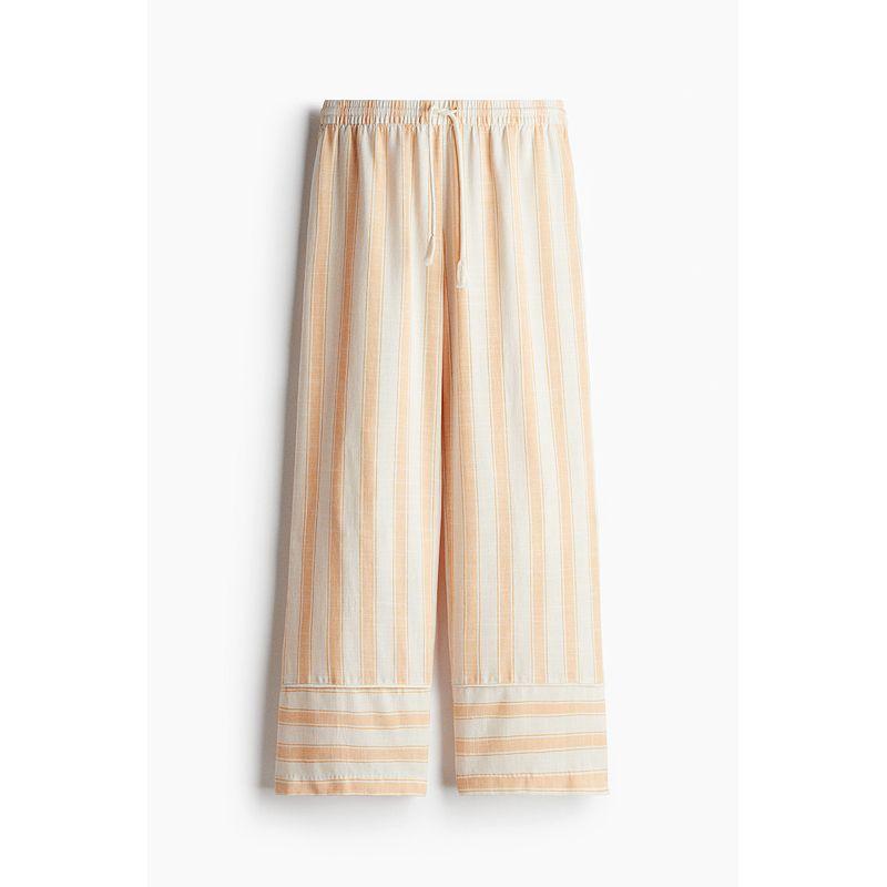

HM Casual Pants Fall 2025 New Arrival Casual Pants Drawstring Straight-Leg Pants 1262106 Light Orange/Stripes 150/60(XXS)