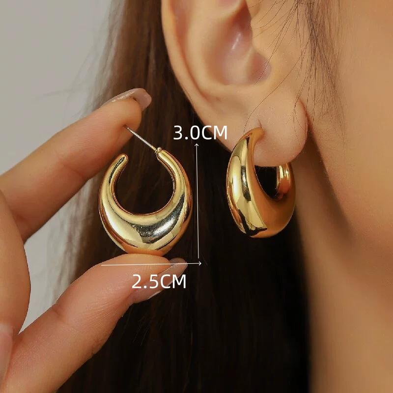 Hyperbole Long Water Droplet Flower Wing Round Wave Square Shell Golden Pendant Earrings for Women CCB Smooth Creative Jewelry