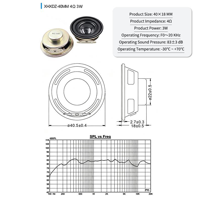 Kulatý širokopásmový reproduktorový měnič 4Ohm 3W Mini reproduktor 20 až 50 mm Audio reproduktor pro DIY Bluetooth reproduktor Elektronický projekt