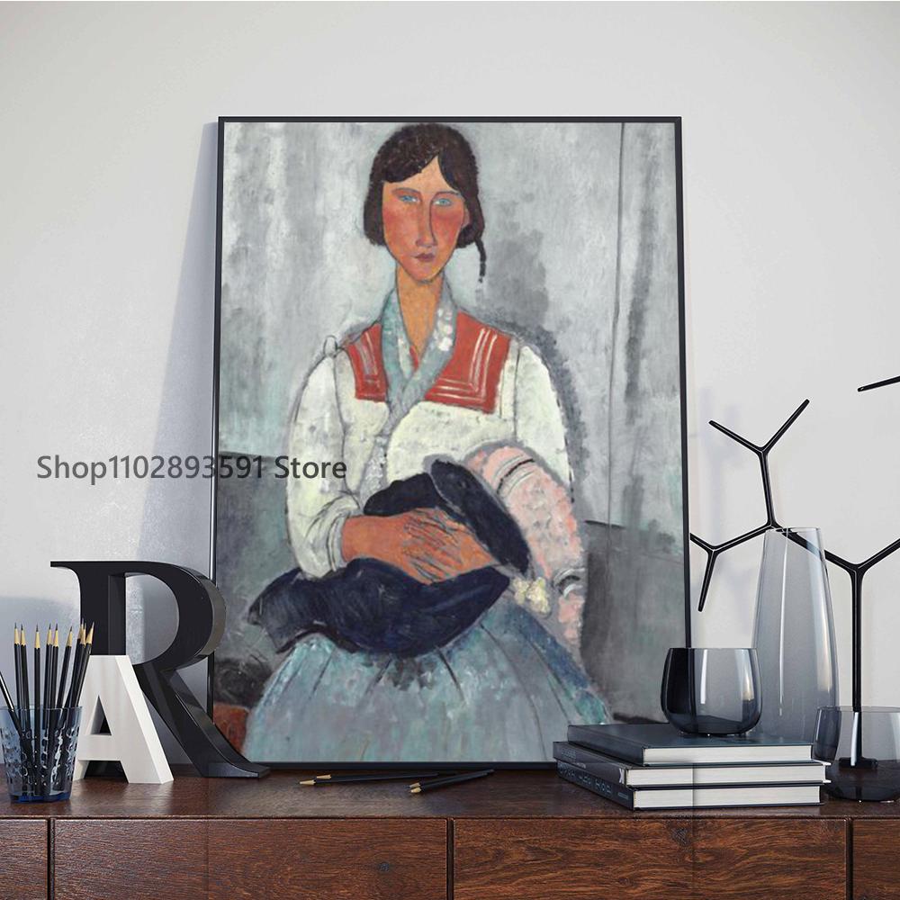 1pc Modern Amedeo Modigliani Painting  Poster Paper Print Home Bedroom Entrance Bar Cafe Art Painting Decoration