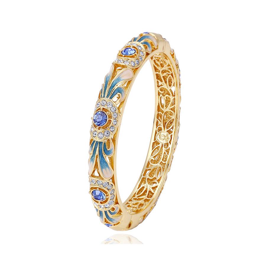 Bangle-199 xuping Jewelry Made in China Rhinestone Stone 24k Gold Plated Bangle for Women золотой