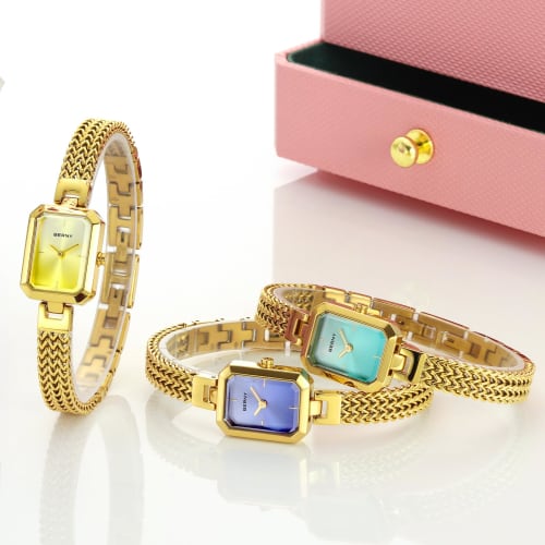 BERNY Women's Quartz Watch, Rectangular Mini Watch, Fashionable Minimalist Watch, 7 ATM Water Resistance, Stainless Steel Removable Watch Band