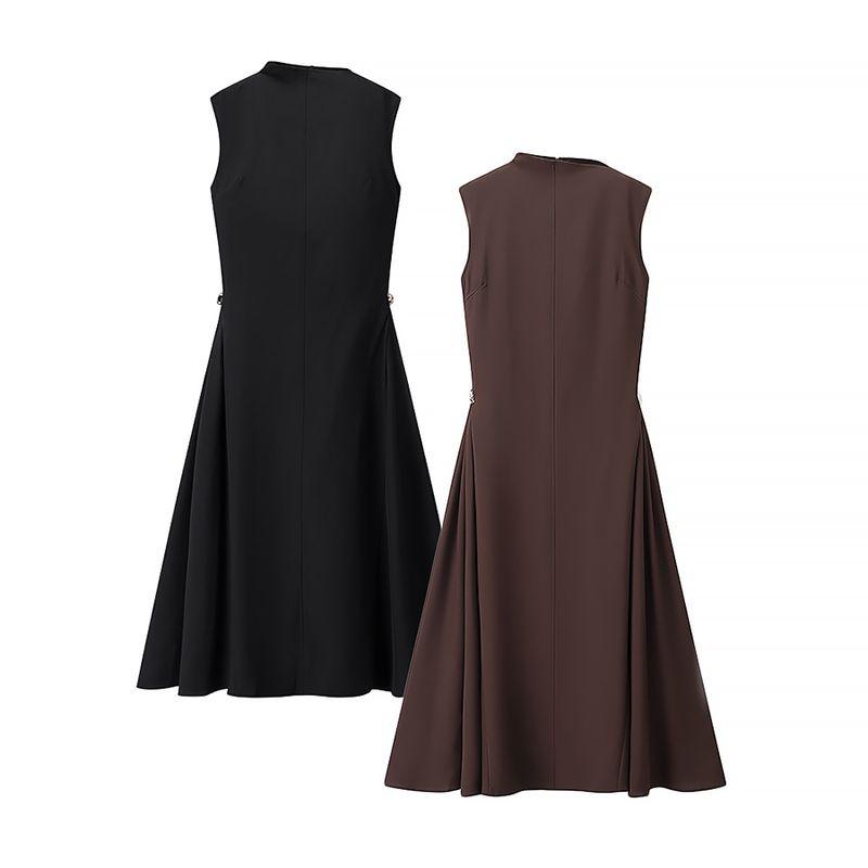 Kaslead New Arrival Women's Clothing Fashion Style Fashion Silm Niche Style Half Turtleneck Large Swing Dress