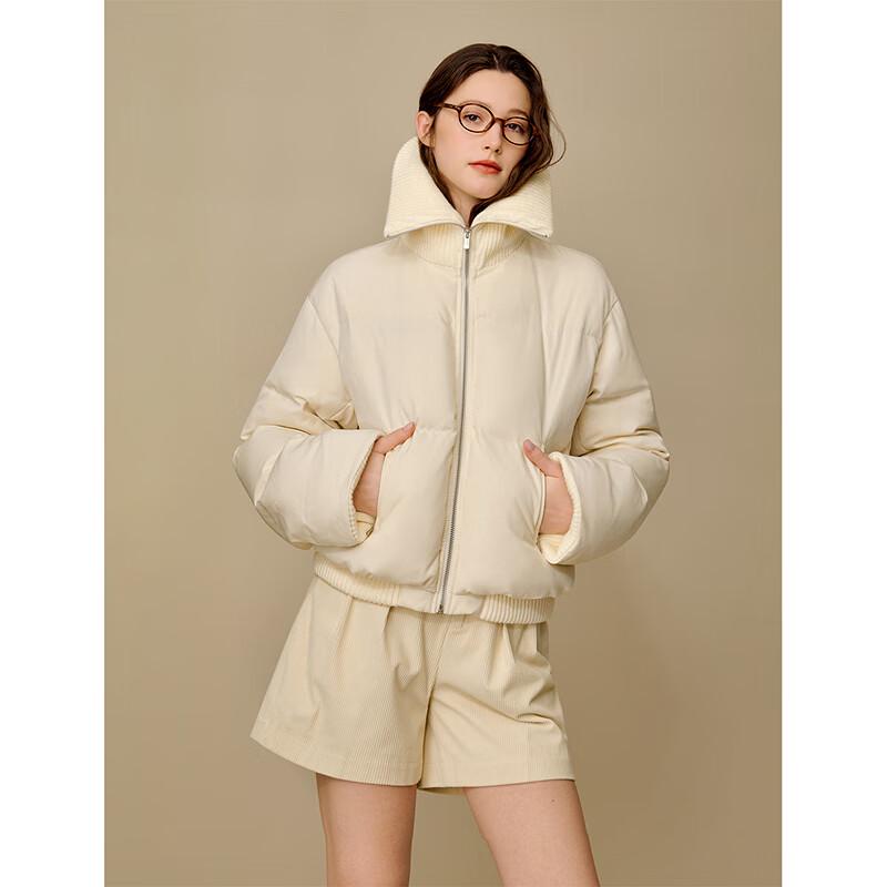 Inman Women's Spliced Knitted Collar Short Down Jacket