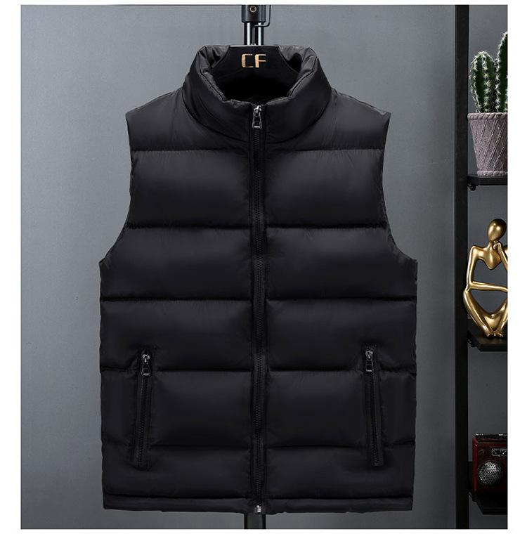 

Жилет куртка мужская стойка воротник без рукавов пуховики весна осень повседневный жилет мужской теплый пальто S чёрный