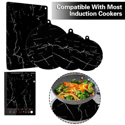 Induction Cooktop Mat Kitchen Induction Cooker Cookware Protector Silicone Mat Reusable Heat Insulated Round/Rectangular Pad Kitchen Supplies