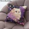 Starry Sky Cute Cat Print Throw Pillow Covers Pattern Cushion Cover Suitable For Sofa Bedroom Car Pillow Cover