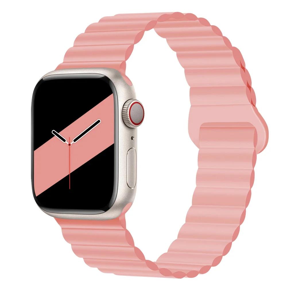 Magnetyczny Pasek Silikonowy Sportowy Bransoletki Do Apple Watch 41mm 42mm 44mm 45mm 46mm 49mm iWatch Seria 11 10 9 8 7 6 5 4se