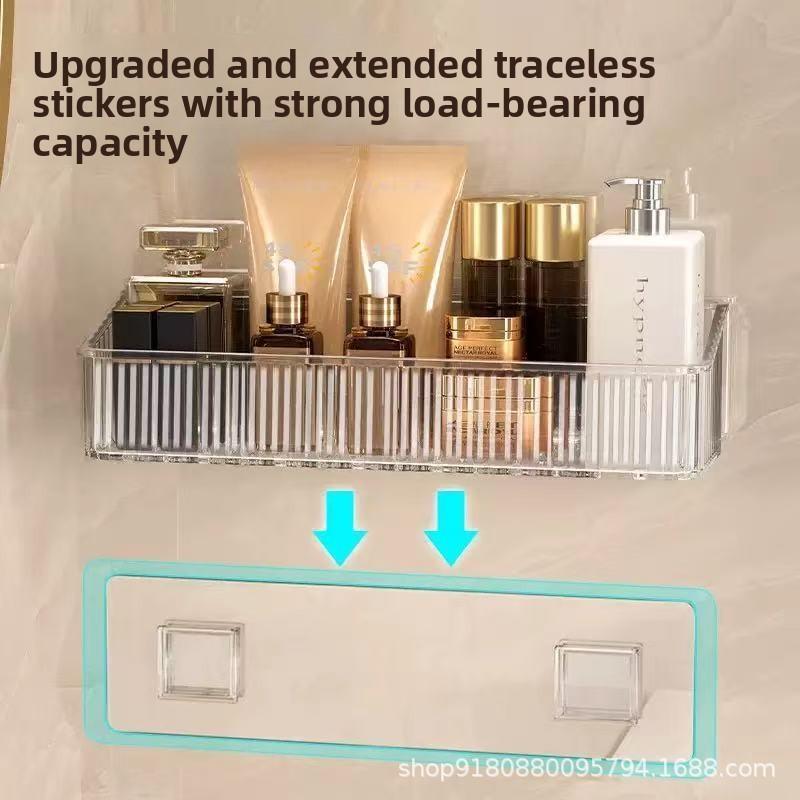 Bathroom Hole-free Wall-mounted Washstand and Cosmetics Storage Rack On Wall