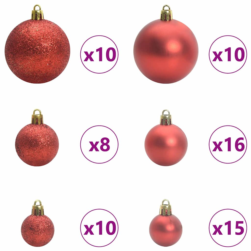 Christmas Ornament Set with 300 LEDs 120 pcs Red Plastic
